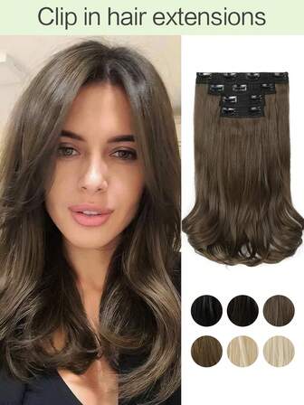 Clip In Hair Extensions 14 Inch 4Pcs Synthetic Fiber Soft And Natural Hair Pieces For Women Daily Use