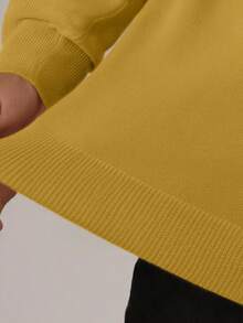 Men's Solid Color Casual Turtleneck Long Sleeve Sweater, Autumn/Winter - Yellow - View 5