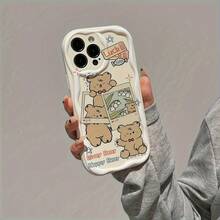 1pc Funda para Teléfono Apple 7/8 con Patrón de Oso Afortunado Lindo Compatible con iPhone X/XS/XR Protección Completa Funda Antigolpes 11/12/13PLUS Viaje Diario Y2K Moda Fotográfica a la Moda Combinación 14/15/16PROMAX Regalo de Cumpleaños Perfecto para Amigos Familia Novio Novia Elección de Vacaciones~3D Material de Onda-Blanco-0532 Oso Afortunado Feliz AS - Colores mixtos - Ver 1