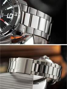 Casio MTP-VD01D-1B 男士潛水風石英腕錶，銀色鋼製錶帶，5ATM 防水，日期顯示，附原裝官方禮盒 - 黑色 - 查看 7