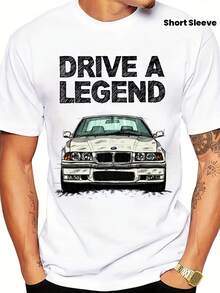 Camiseta de diseño de coche Drive A Legend E36 M3 para hombres - Camiseta gráfica retro de los 90, suave y cómoda, cuello redondo casual, regalo coleccionable para entusiastas de los coches - Blanco - Ver 6