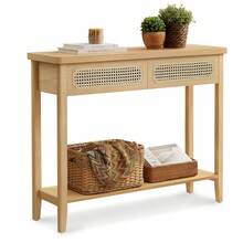 VASAGLE Rattan Console Table, Natural MLNT016Y57 - Yellow - View 7