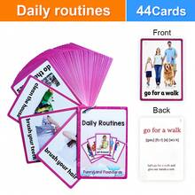 Lachilly 44pcs Cards, Including Daily Routine & English Vocabulary Flashcards, Suitable For Children, Toddlers, Kindergarten, Daycare, Homeschool, Ideal For Classroom, Learning Materials And Early English Learning Tools - Multicolor - View 11