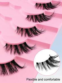 7 Pairs 1/2 False Eyelashes, Transparent Eyelash Stems, 18mm Cat Eye Extended Length, 3/4 Corner Lashes, Natural Look - Lông mi  mắt mèo - Xem 3