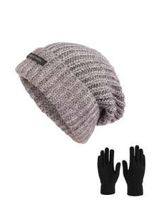1 pieza o 2 piezas Gorro unisex con aplicaciones para otoño/invierno, gorro de punto grueso y cálido, versátil para uso diario, patinaje sobre hielo, esquí, etc. - Multicolor - Ver 7
