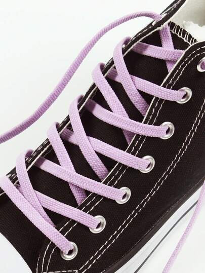 1 Pair Simple Light Purple Flat Elastic Shoelaces, Suitable For Sneakers, Skate Shoes, Casual Shoes, Canvas Shoes