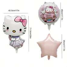 新爱心小猫、小艺术家小猫、蜜蜂小猫、生日数字气球套装、甜美风格生日派对装饰气球 - 彩色 - 查看 7