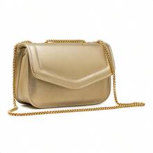 Basic Minimalist Metallic Crossbody Bag For Summer Parties. - Dorado - View 2