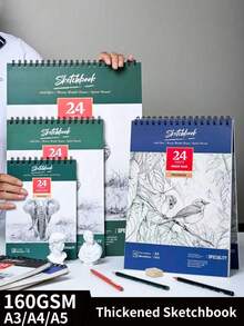 1pc Thickened Sketchbook Watercolor Pad Drawing Book Top Spiral Bound Sketch Pad 24-Sheets Per Book (78lb/160gsm) A3/A4/A5 Thickened Acid Free Art Sketchbook Art Student Artistic Drawing Painting Writing Paper For Adults Beginners Artists Blank Drawing Book Hand-Colored Lead Drawing Paper Smooth Surface Suitable For Sketching And Painting Creation Back To School Mother's Day Mom's Gift Back To School School Supplies School Supplies Procurement - Multicolor - View 12