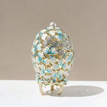 1个椭圆形花卉复活节彩蛋珐琅首饰盒，复古俄罗斯珐琅复活节礼盒，可收纳耳环、戒指、项链等，创意装饰首饰盒 - 彩蛋首飾盒 - 查看 13