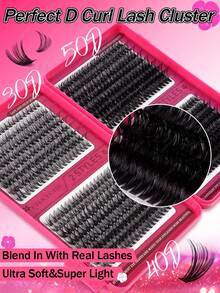 640片装单根假睫毛，D卷度，10-16mm，DIY睫毛簇，30D+40D+50D+60D+80D+100D防水假睫毛，亲肤材质，放大双眼，轻松打造自然眼妆，可重复使用，适合新手