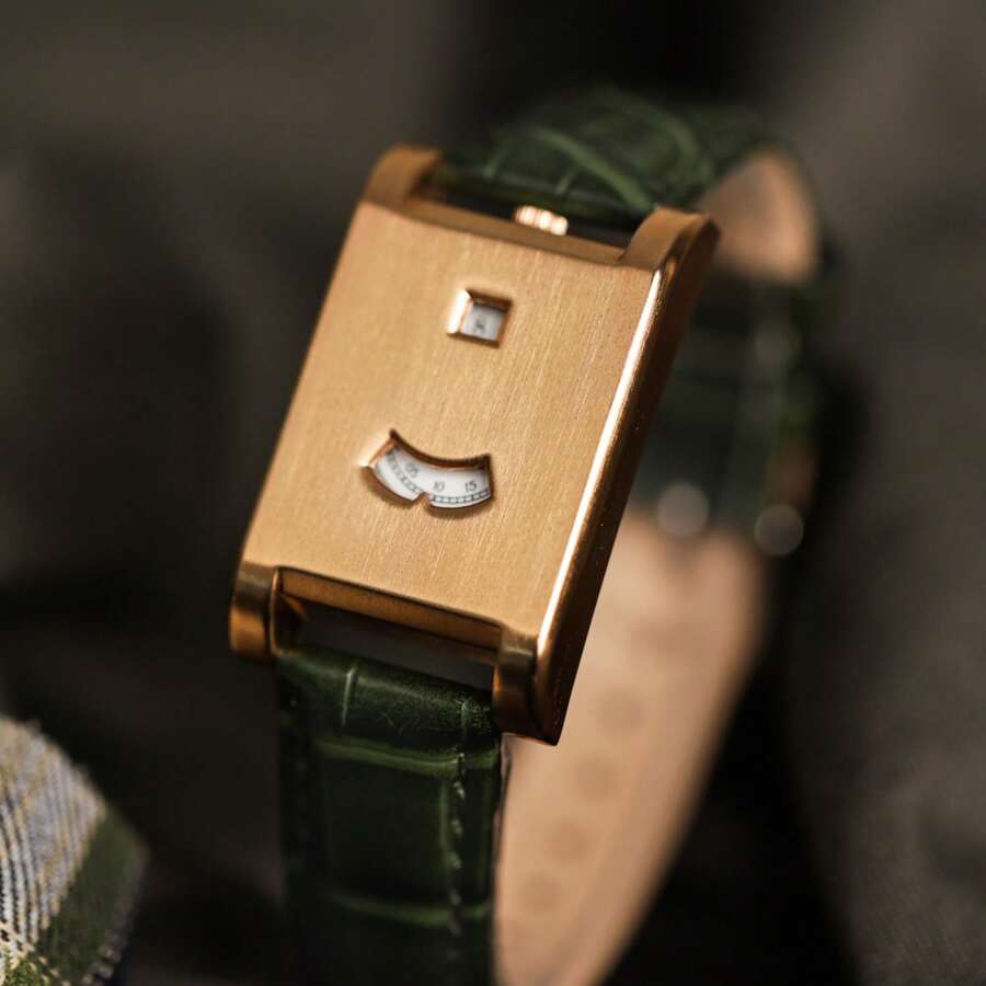 1pc Niche Design Artistic Square Watch, Retro Gold-Brown Leather Strap, Luxury Quartz Watch