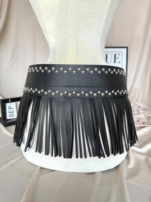 1 件波西米亚 PU 皮革长流苏腰带，适合女士，复古美式牛仔朋克性感 Y2K 美学腰带，百搭，适合搭配裙子、牛仔裤、西装，适合日常、约会、假日夏季、学校秋季、秋季、万圣节 - 彩色 - 查看 11