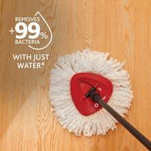 Fregona de microfibra con escurridor EasyWring, sistema de limpieza de suelos con cubo, rojo, gris, estándar - Trapeador giratorio Easywring y cubo + 1 repuesto adicional - Ver 6