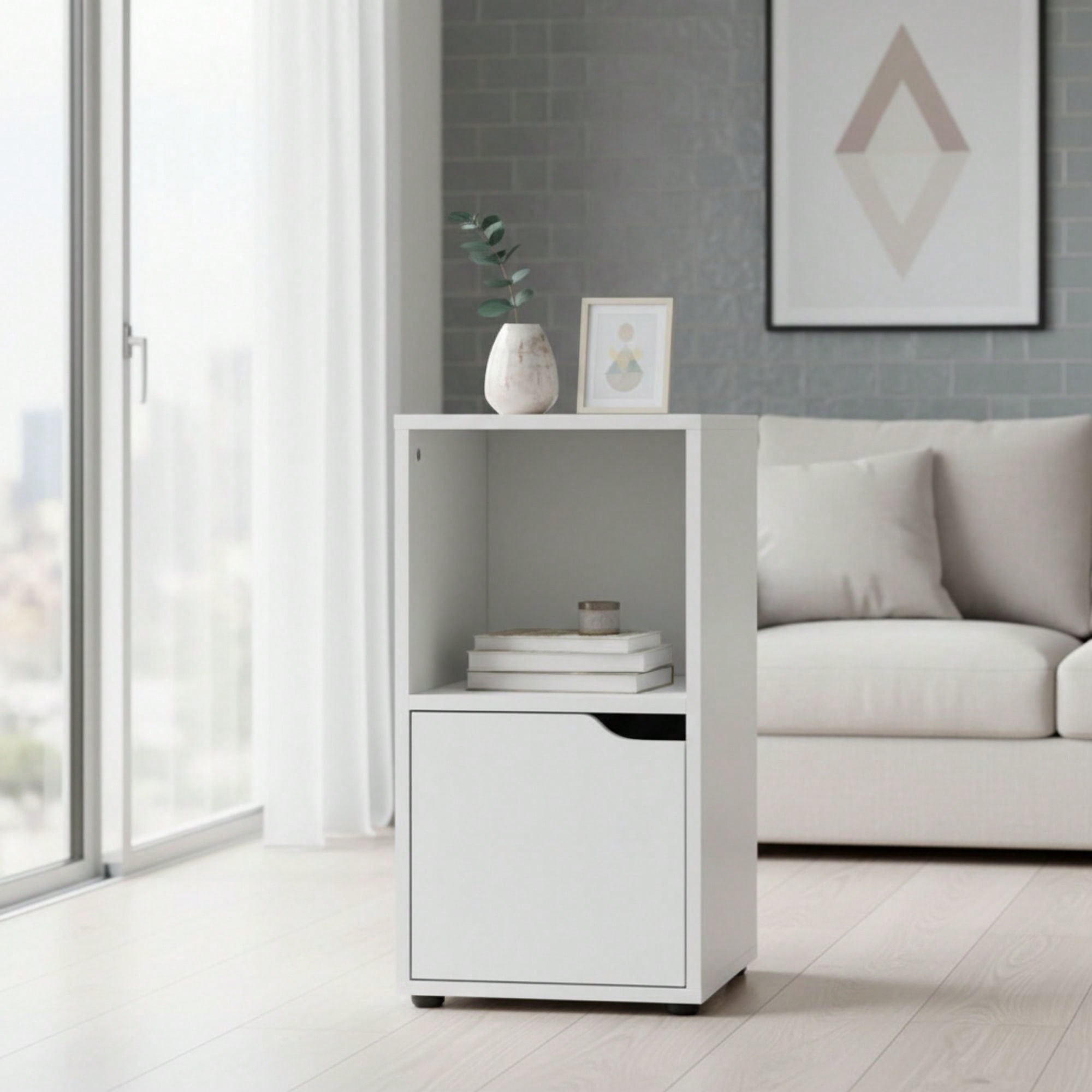 WHITE - 2 Compartments + 1 Door | 30*29*61cm
