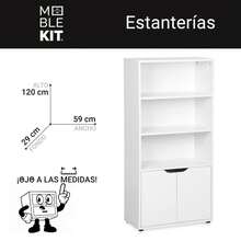 KIWI Modular Wooden Cube Shelving Unit In Various Sizes And Configurations (2 To 9 Compartments), Versatile Bookshelf For Books, Storage And Decoration, Various Colors Available - WHITE - 4 Levels + Doors | 59*29*120cm - View 4