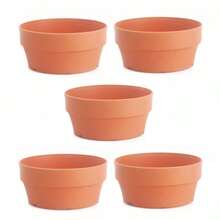 1个/3个/5个装透气仿陶瓷花盆，创意大容量加厚仿陶土花盆，欧式塑料花盆，户外园艺用品 - A款-磚紅 - 查看 13