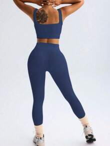 Ribbed Fitness Set - Soft Comfort And Practicality. - Navy Blue - View 3