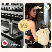 Gugxiom Bolsa magnética para Gimnasio, Funda Magnética para Botella de Agua, con Bolsillo para el móvil y Bandolera, para Fitness, Viajes, Escuela - Beis - Ver 8