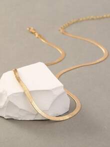 2pcs Fashionable Micro-Inlaid Dark Green Square Zirconia Element Venetian Chain Necklace Set - Yellow Gold - View 6