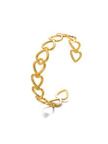 1pc Romantic Hollowed-Out Heart Open Cuff Bracelet For Women Stainless Steel Bracelet Christmas Jewelry Unisex Party Gift Decoration - 1 - View 5