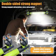 High Lumens LED Work Light, Rechargeable Magnetic Hanging Work Light For Under Hood, With Hook, Wireless Battery Powered, Suitable For Auto Repair/Inspection, Garage, Workshop, Emergency