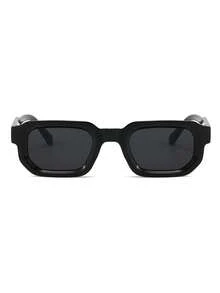 1 Pair Men's Black Square PC Frame Minimalist Solid Color Casual Versatile Street Style Sunglasses - 黑色 - 查看 3