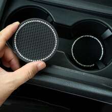 1pc Car Cup Coaster, Bling Cup Holder Insert Coasters,Universal Auto Non-Slip Cup Holder Embedded In Ornaments Silicone Coaster, Car Interior Accessories Mat,7cm/2.75 Inch Soft Crystal Rhinestone Rubber Pad Set Round Auto Drink Coaster Car Interior Accessories - Nhiều màu - Xem 2