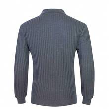Men's Quarter-Zip Rib-Knit Pullover Sweater, Soft Casual Knit Top For Autumn & Winter - Xám - Xem 3
