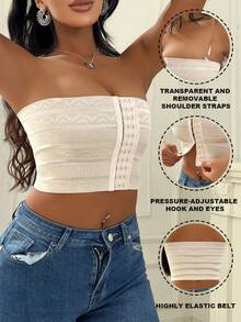 1 pieza Vendaje de compresión con cierre frontal negro para el pecho de mujer, para personas trans FTM, lesbianas, LGBTQ, ropa interior moldeadora, reducción de busto, faja para el pecho, top de compresión sin tirantes - Albaricoque - Ver 3