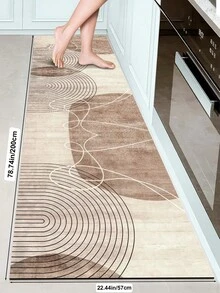 1 pièce Tapis de cuisine long en caoutchouc, motif géométrique coloré, style nordique haut de gamme, tapis de cuisine, tapis long pour la buanderie, matériau épais et confortable, facile d'entretien lavage en machine, paillasson d'entrée pratique pour la décoration de la maison, convient pour la salle à manger, la cuisine, la buanderie, l'entrée intérieure, cadeau idéal pour l'automne/l'hiver - Tabac - Voir 12