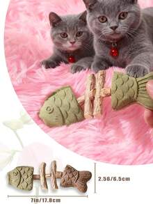 Natural Cat Teeth Cleaning Toy, Caring For Cat Dental Health, Natural Fish Bone Cat Teeth Cleaning Toy, Interactive Kitten Teething Toy, Pet Cat Chew Stick Toy, Cleaning Cat Teeth, Indoor Cat Interactive Toy - Multicolor - View 7