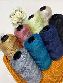 400克/4束尼龙混纺纱线，3股亮面腈纶纱线，适用于钩编、编织等项目，例如包包、帽子、汽车座椅套、杯套、工艺品、珠宝制作，秋冬季适用 - 彩色 - 查看 11