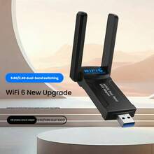 适用于PC和笔记本电脑的二合一Wi-Fi 6蓝牙5.4 USB网络适配器，增强型5dBi远程AX900 Mbps WiFi适配器，双频2.4G/5GHz无线网络加密，免驱动，USB供电，小巧设计，适用于Windows 11/10台式电脑