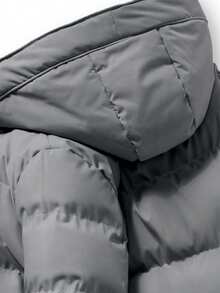 Hidkat 男士加厚长款羽绒服，冬季外套，休闲连帽卫衣，复古街头风，乡村嘻哈风，户外运动，健身穿搭，拉链口袋，舒适保暖，冬季必备，徒步，露营，男友风 - 灰色 - 查看 8