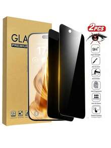 2 Pieces Privacy Screen Protector Suitable For IPhone 17/16/16Pro/16Promax/16plus/15/15pro/15promax/14/14 Pro Max/11/12/13/XR/7/8, Anti Spy Private Full Coverage Film, Shockproof, Scratch Resistant, Easy To Stick, 9H Tempered Glass Privacy Protection Film For Mobile Phones - Mobile Phone Accessories - Black - View 40
