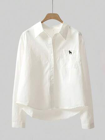 女士纯色长袖衬衫，夏季时尚