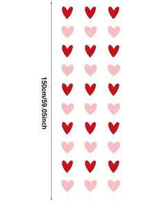 Rose Gold & Burgundy Valentine's Day Decor - Paper Heart Garland, Hanging Banner For Party, Engagement, Mother's Day, Wedding Anniversary, Bride, Birthday, Galentine's Day - Multicolor - View 10