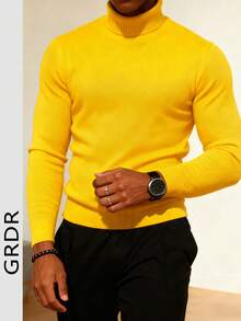 GRDR Autumn/Winter New High Neck Pullover Sweater, Casual Thin Knit Top For Daily Wear