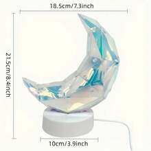 1 قطعة ضوء ليلي يعمل بالطاقة من USB - تصميم أنيق على شكل هلال أو كرة شفافة متعددة الوجوه، مناسب لديكور غرفة النوم وغرفة المعيشة والمكتب كمصباح مكتب قابل للتوصيل، فكرة هدية عيد ميلاد/ذكرى/عطلة، بدون بطارية، إضاءة محيطية، موضوع بلورة خيالي، خفيف الوزن، مثالي لعشاق الخيال