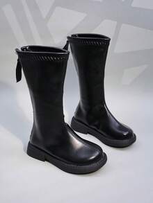女童及膝靴，新款秋冬英伦风时尚儿童长靴，中大童公主马靴，可爱校园幼儿高筒靴 - 黑色 - 查看 8