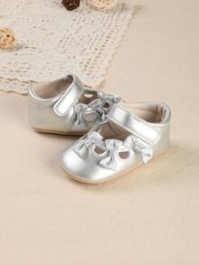 1 Pair Cute Princess Soft Bottom Prewalker Shoes For Infant Girls 0-1 Years Old, Suitable For Spring And Autumn - Silver - View 5