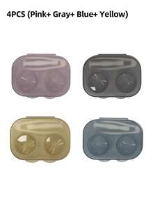 5/4/3/2/1件复古时尚糖果色迷你隐形眼镜盒套装，带镜子，小巧便携，可浸泡式收纳，适用于各种隐形眼镜。