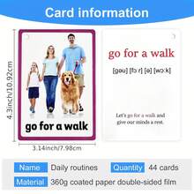 Lachilly 44pcs Cards, Including Daily Routine & English Vocabulary Flashcards, Suitable For Children, Toddlers, Kindergarten, Daycare, Homeschool, Ideal For Classroom, Learning Materials And Early English Learning Tools - Multicolor - View 4