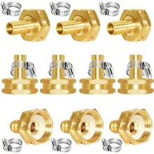 10pcs 1/2 Barb X 3/4 Female GHT Thread Swivel Hex Brass Garden Water Hose Pipe Connector Copper Fitting With Stainless Clamp For House Plumbing Repair Boat Water System Connection Lawn Irrigation Setup Power Washer Attachment Outdoor Garden Water Distribution And General Industrial Plumbing Applications - 34GHT女性 - 查看 1