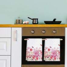 2/4 Pcs Floral Print Dish Towels, Super Absorbent Microfiber Modern Dish Cloths, Cooking And Baking Tea Towels, Cleaning Rags, Hand Towels, Highly Soft And Absorbent, Kitchen Decor, Gifts For Neighbors, Mothers, Birthdays, Housewarming For Friends, Kitchen Essentials, Daily Necessities - Multicolor - View 9