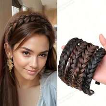 1pc Women's Elegant And Fashionable Fishbone Braided Headband, Simple Non-Slip Solid Color Hair Accessory, Ideal Choice For Parties And Festive Vacations In Spring And Summer, Wig Accessories - Multicolor - View 9