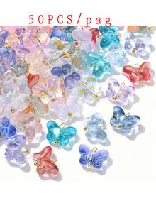 20 件/50 件水晶玻璃蝴蝶吊坠多色蝴蝶珠饰物适用于 DIY 耳环、项链、手链和配饰珠宝工艺制作 - 蝴蝶型 - 查看 12