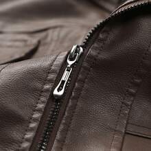 Women'S Faux Leather Jacket -  Zip-Up Hooded Coat, Non-Stretchy Structured Fit Long Jacket For Fall/Winter, Everyday & Formal Outfits - Easy-Care Women'S Outerwear, Casual Winter Wear, Texture Design, Durable Outerwear, Fall Fashion, Classic Style, Highquality Material, Stylish Coat, Fashion Women - 咖啡色 - 查看 9
