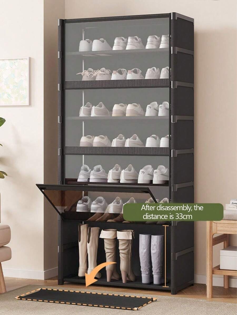 多功能便携式衣柜收纳架，带透明翻盖，防尘鞋柜，可作衣柜、置物架、鞋架、独立式展示架、DIY组装、落地式储物架、书柜，适用于卧室、客厅、家居、室内收纳、厨房、书房、办公室收纳、节日收纳，也是情人节礼物之选。